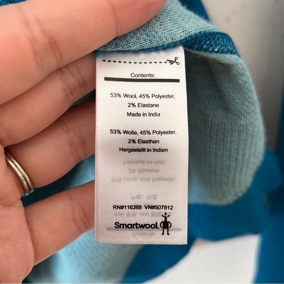 Smartwool Top Size Medium Intraknit 200 Crew Wool Blend Base Layer Floral Blue - Picture 5 of 10